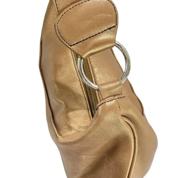 BOLSA Women's Handbag Leather Hobo Gold Baguette - Picture 13 of 14